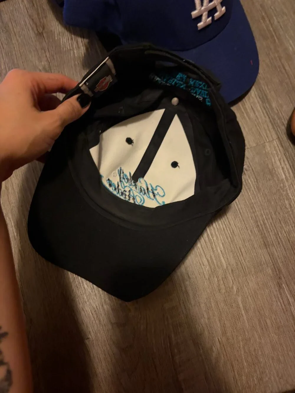 Blue and Black Shiny Harley Davidson Hat Barely Worn